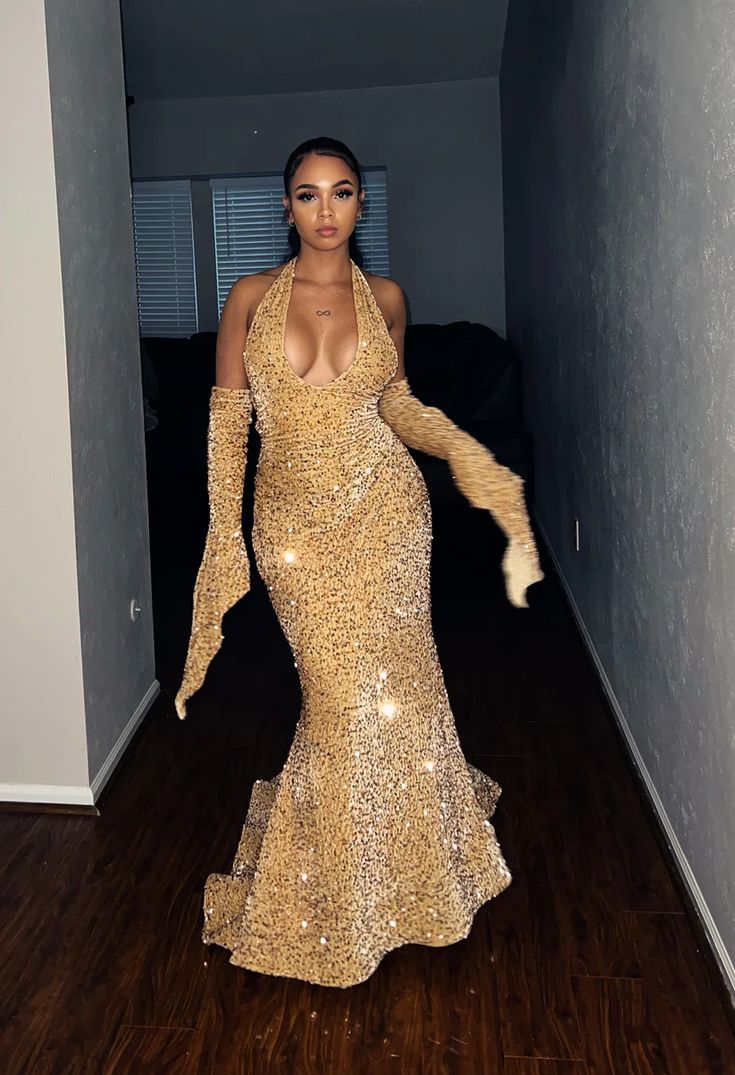 Charming gold prom dress Sheath Prom Dress Evening Dress       fg5202