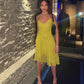 Sexy Women Dress New V Neck Yellow Evening Party Dresses  fg7788