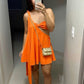 Orange Short Dress Women New Sleeveless Short Evening Party Dresses       fg6149