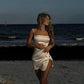Simple White Short Satin Homecoming Gown Party Dress       fg6473