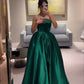 Green Strapless Long A Line Prom Dres Evening Party Dress      fg6498
