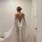 Wedding Dresses Soft Satin Long Floor Length Open Back Simple Bridal Gown With Detachable Flare Sleeves       fg6409
