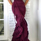 V-Neck Off Shoulder Evening Gown with Elegant Bow Tie at Waist         fg6329
