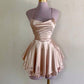 Vintage A line Champagne Birthday Outfits Satin Homecoming Dress    fg6120