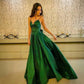 Green V Neck Satin Prom Dresses,Green Satin Formal Evening Dresses        fg6757