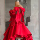 Red Cocktail Party Dress with 3D Flowers Off The Shoulder Elegant Evening Gown for Women      fg6589