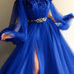 Chic Off-the-Shoulder Long Sleeves Elegant Evening Dresses With Beads       fg6223