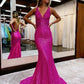 Sheath/Column V-Neck Court Train Sequins Prom Dresses      fg6213