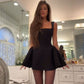 Black A-line Homecoming Dress,Black 21th Birthday Party Dress       fg6383