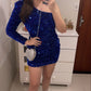 Royal Blue Sequins Bodycon Short Homecoming Dresses      fg6325