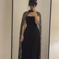Black Long Prom Dresses, Evening Formal Dress With Cape      fg6415