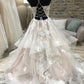 v neck tulle lace long prom dress, evening dress       fg6169