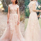 Elegant V-neck Sleeveless Cap Sleeves Floor-Length Wedding Dress     fg6501
