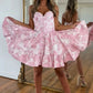 Floral Print A-Line Homecoming Dress       fg6367