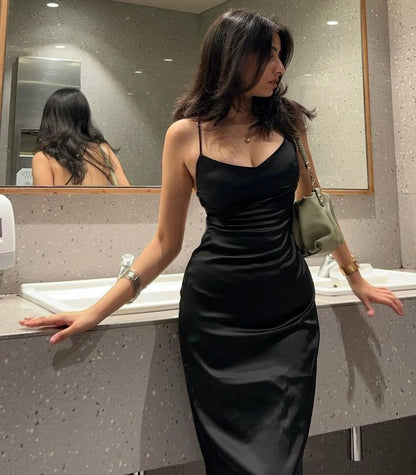 Black Simple Prom Party Dress Long Sexy Evening Dress   fg8101