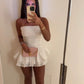 White Birthday Dress Homecoming Dress Short Party Dress    fg7734