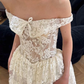 Off The Shoulder White Lace Wedding Dress Bridal Gown fg8309