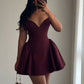 A Line Burgundy Short Evening Dress Cocktail Dresses Short Party Dress    fg7843