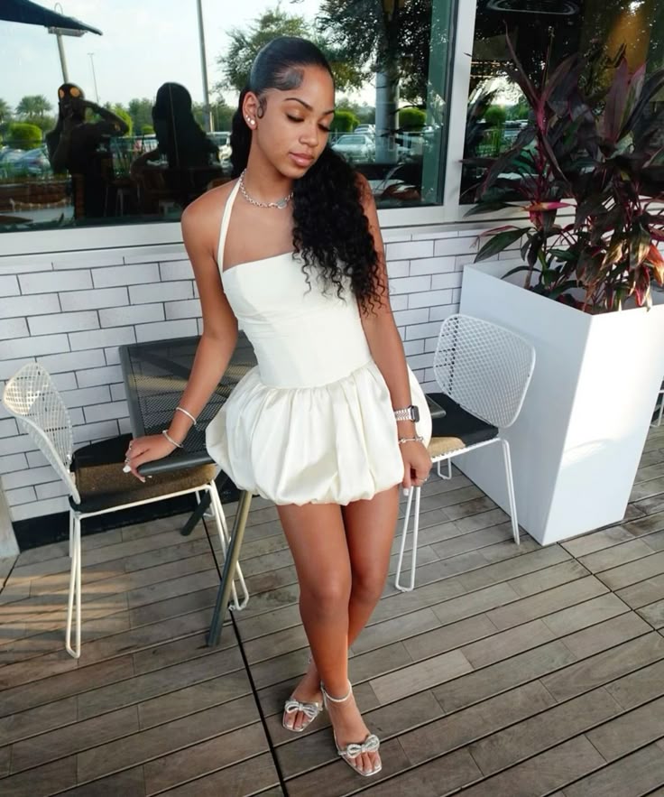 White Birthday Dress Homecoming Dress Short Party Dress    fg7733