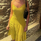 Sexy Women Dress New V Neck Yellow Evening Party Dresses  fg7788