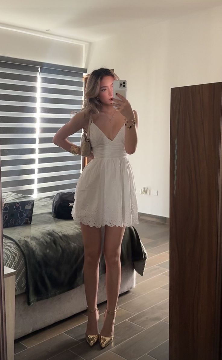 A Line White V Neck Birthday Outfit Short Evening Dress Short Party Dress Homecoming Dress  fg8059