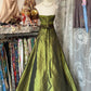A Line Green Strapless Vintage Prom Dress Long Evening Dress   fg8037