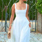 Simple White Satin A-Line Evening Dress Ankle Length Prom Dresses       fg7413