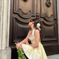 A Line Yellow Halter Short Evening Dress Homecoming Dress Short Party Dress    fg7802