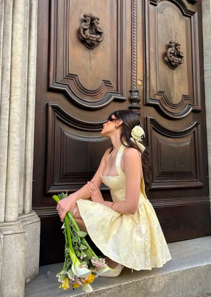 A Line Yellow Halter Short Evening Dress Homecoming Dress Short Party Dress    fg7802