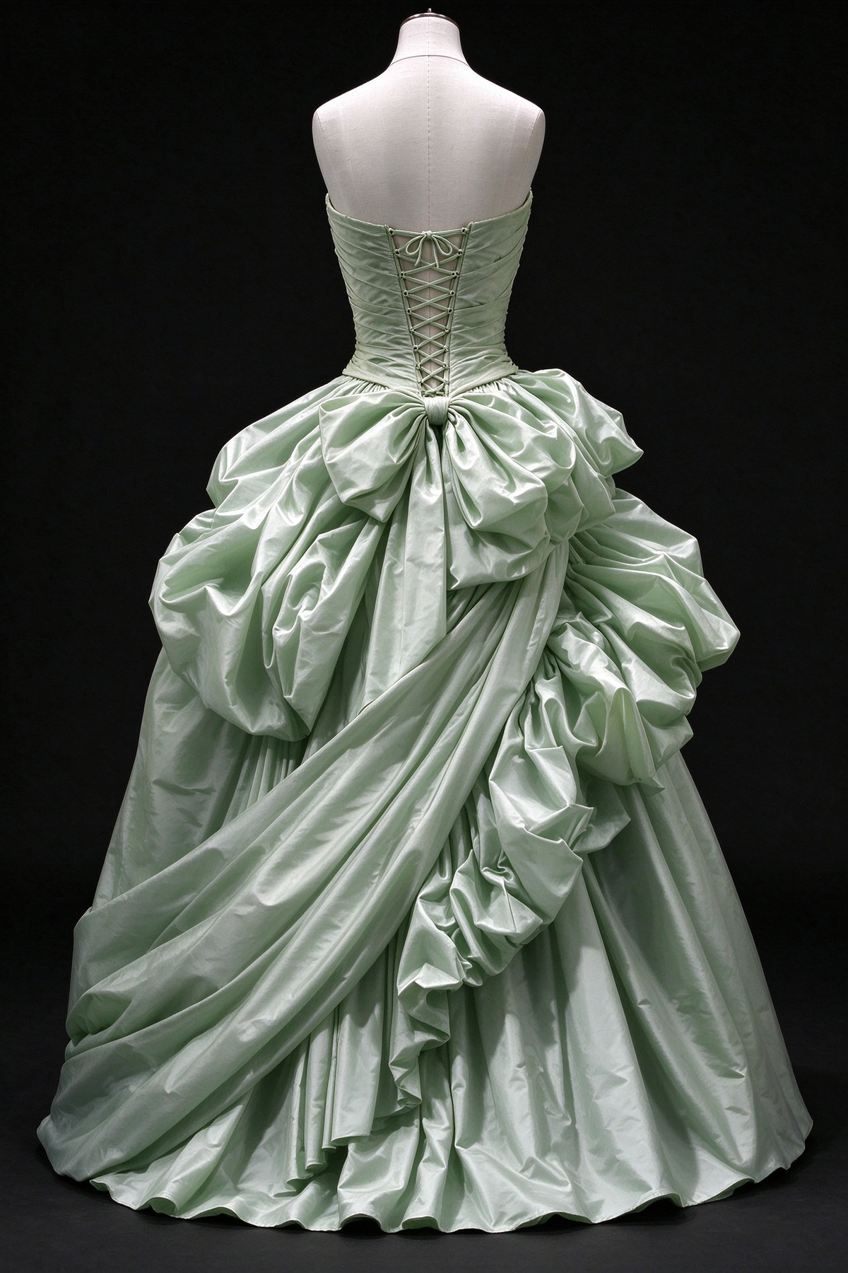 Mint Green Sweetheart Draped Taffeta Ball Gown fg9061