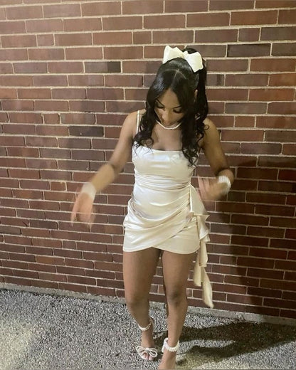 Spaghetti Straps Ivory Homecoming Dress Short Party Dress    fg7712