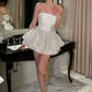 A Line Homecoming Dress Elegant Strapless Short Dress, Sparkly Birthday Evening Party Cocktail Dress  fg7944