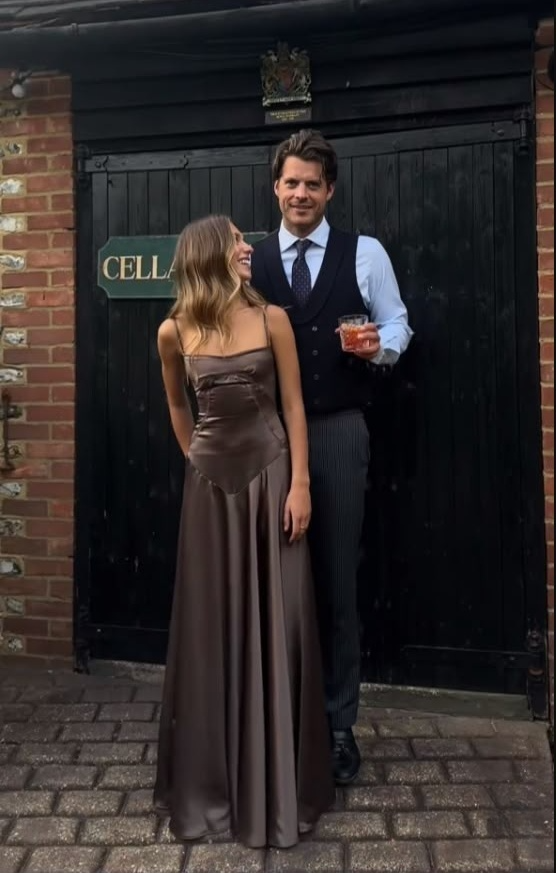 Simple Brown Spaghetti Straps A Line Prom Dress Party Dress     fg7520