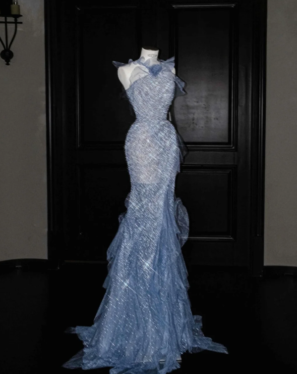 Robe de soirée longue sirène colorée à paillettes, tenue de remise de diplôme fg8362