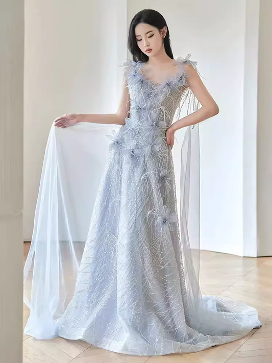 Buntes Meerjungfrau-Partykleid mit Pailletten und langen Abschlusskleidern fg8362