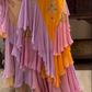 Retro Spaghetti Straps V Neck Chiffon Layered Appliques Long Party Dress Evening Dress fg8749