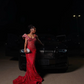 Red Mermaid Long Prom Dresses Formal Evening Dress  fg7601