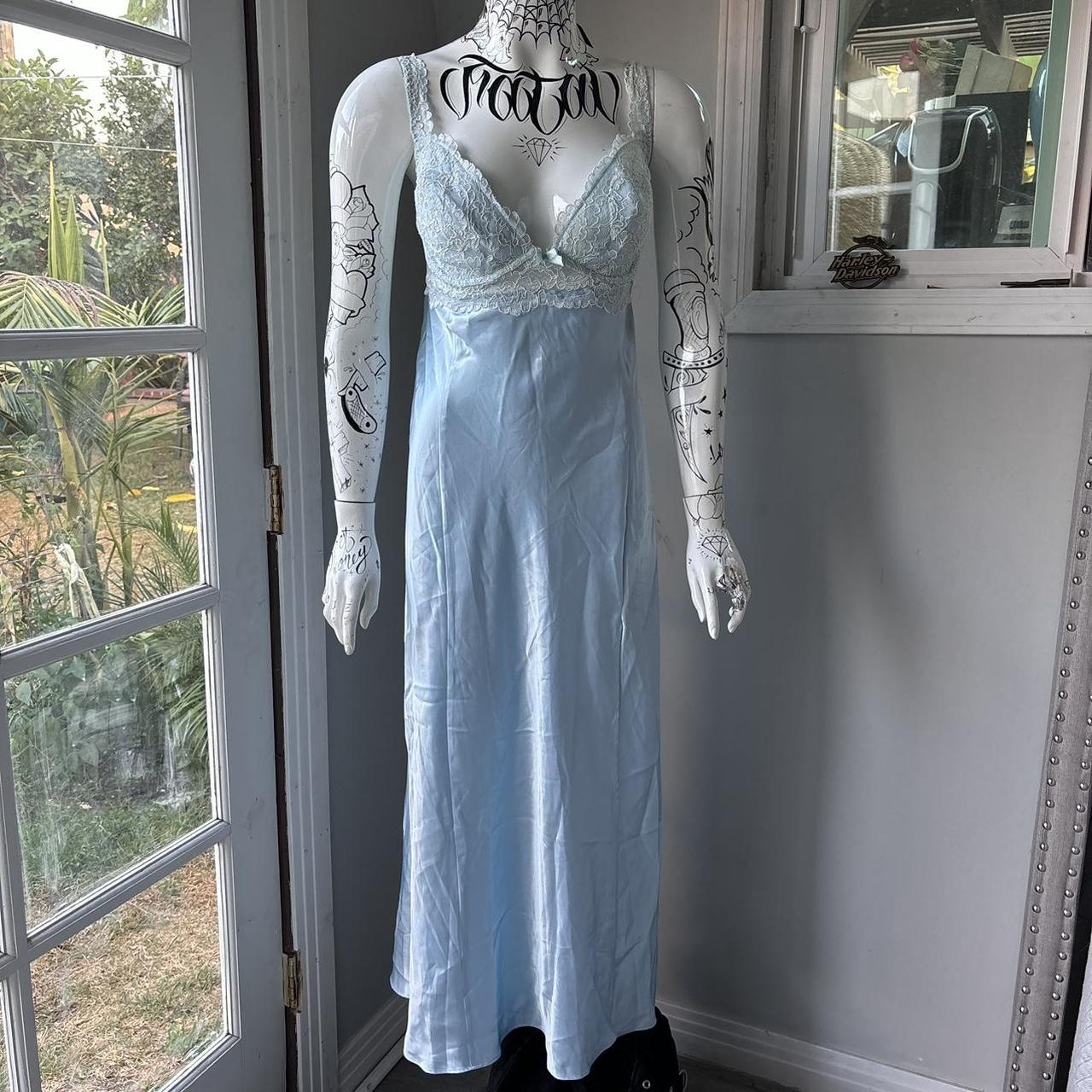 A line Spaghetti Straps Light Sky Blue Lace Long Prom Dresses Evening Dress fg8521