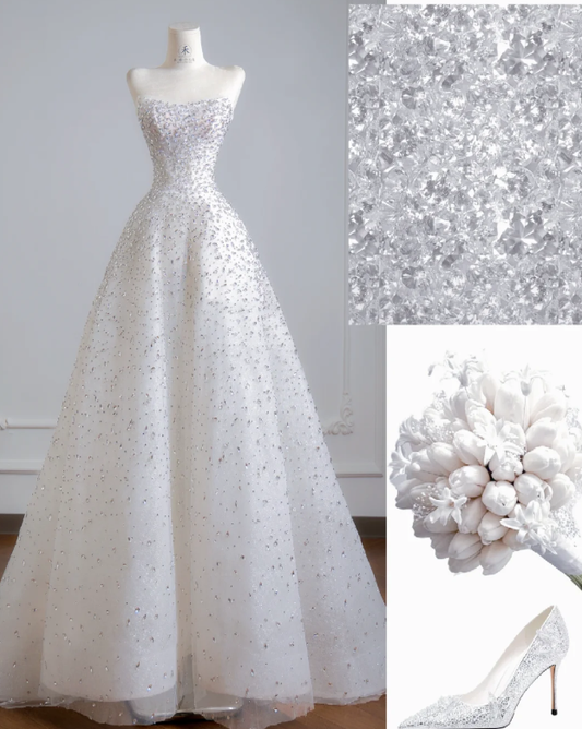 Langes, formelles A-Linien-Tüllkleid, einzigartiges Abendkleid fg7656
