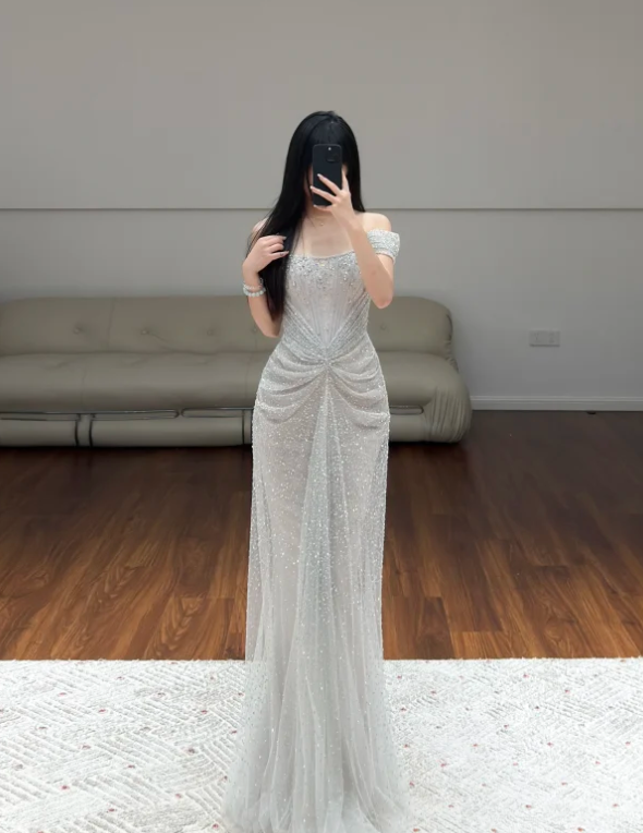 Robe de soirée longue sirène colorée à paillettes, tenue de remise de diplôme fg8362
