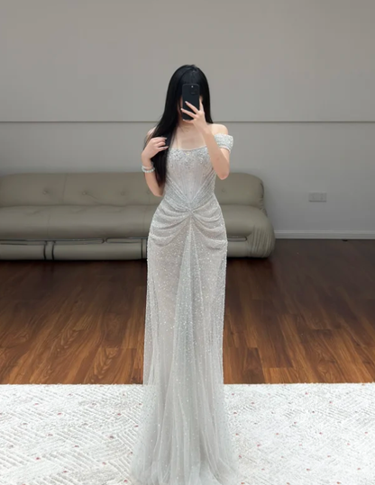 Robe de soirée longue sirène colorée à paillettes, tenue de remise de diplôme fg8362