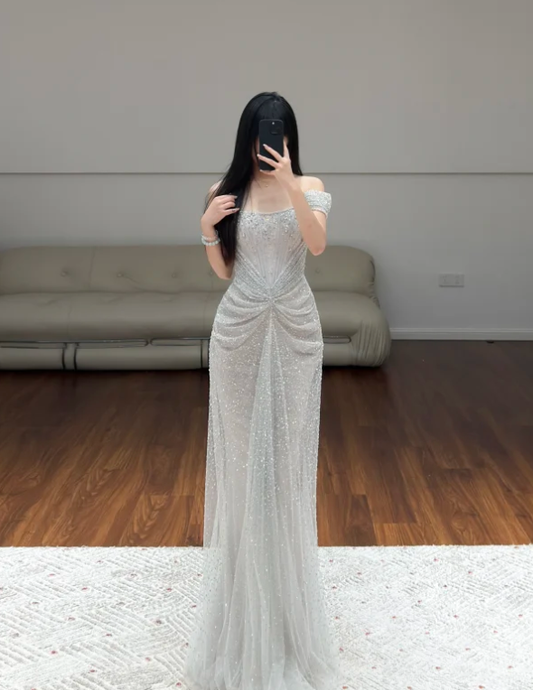 Buntes Meerjungfrau-Partykleid mit Pailletten und langen Abschlusskleidern fg8362