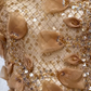 Luxury Strapless 3D Floral Beaded Mesh Draped Satin Midi Evening Party Gown fg8751