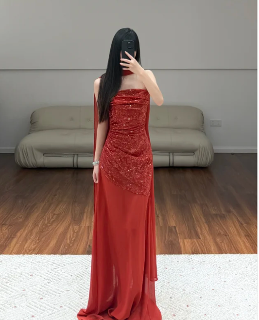 Buntes Meerjungfrau-Partykleid mit Pailletten und langen Abschlusskleidern fg8362