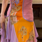 Retro Spaghetti Straps V Neck Chiffon Layered Appliques Long Party Dress Evening Dress fg8749