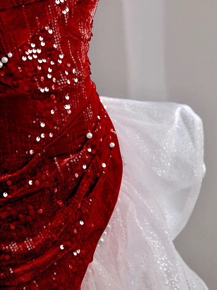 Robe de bal sirène à épaules dénudées et paillettes, robe de soirée scintillante fg5081