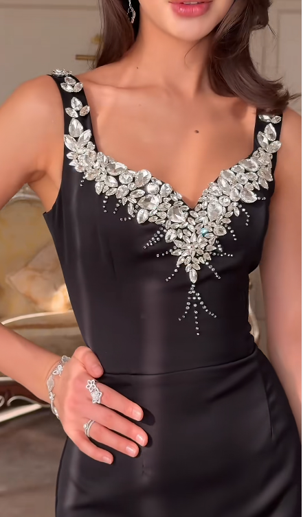 Robe de soirée longue noire style sirène sexy fg7763