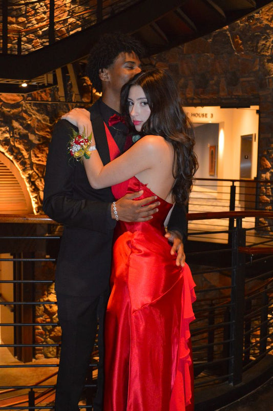 V Neck Red Prom Dress Formal Graduation Party Dress fg8434