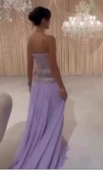 Lilac Strapless Long Prom Dresses Party Dress 20th Birthday Outfits  fg8343