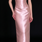 Elegant U-Neck Bow Strap Satin Midi Evening Dress With Rhinestone Embellishment For Banquet fg9008